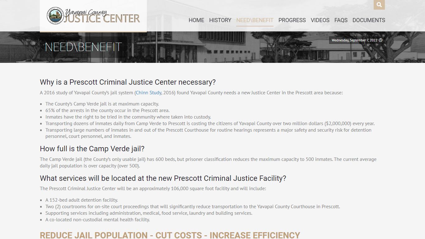 Need\Benefit - Yavapai County Justice Center